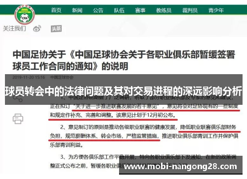 球员转会中的法律问题及其对交易进程的深远影响分析